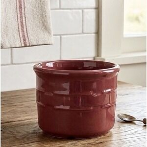 LONGABERGER Woven Traditions Stoneware Pottery Salt Crock Paprika Red 1 Pint USA